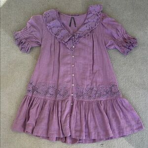 Anthropologie Purple Lace Trim Dress